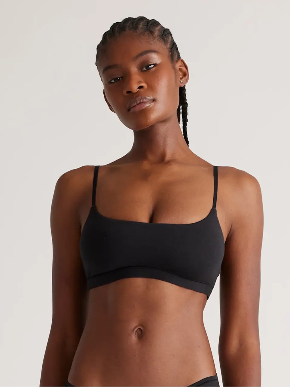 NWOT QUINCE 2 Pack Organic Cotton Scoop Bralettes Medium Black 1019